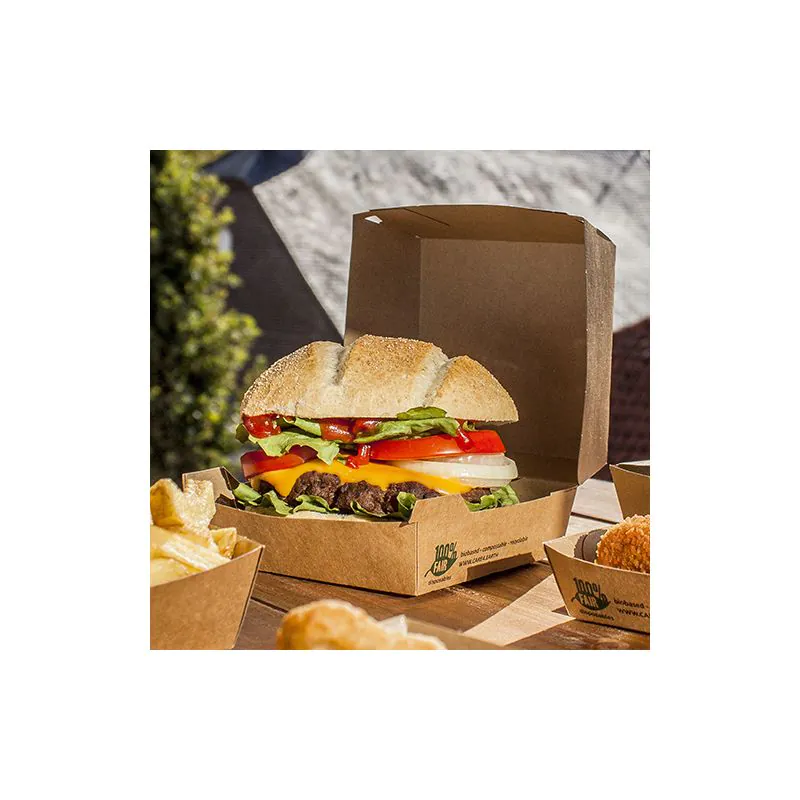 Burgerboxen, Pappe "pure" 18,5 x 18,5 cm braun "100% Fair" XXL - Bild 2