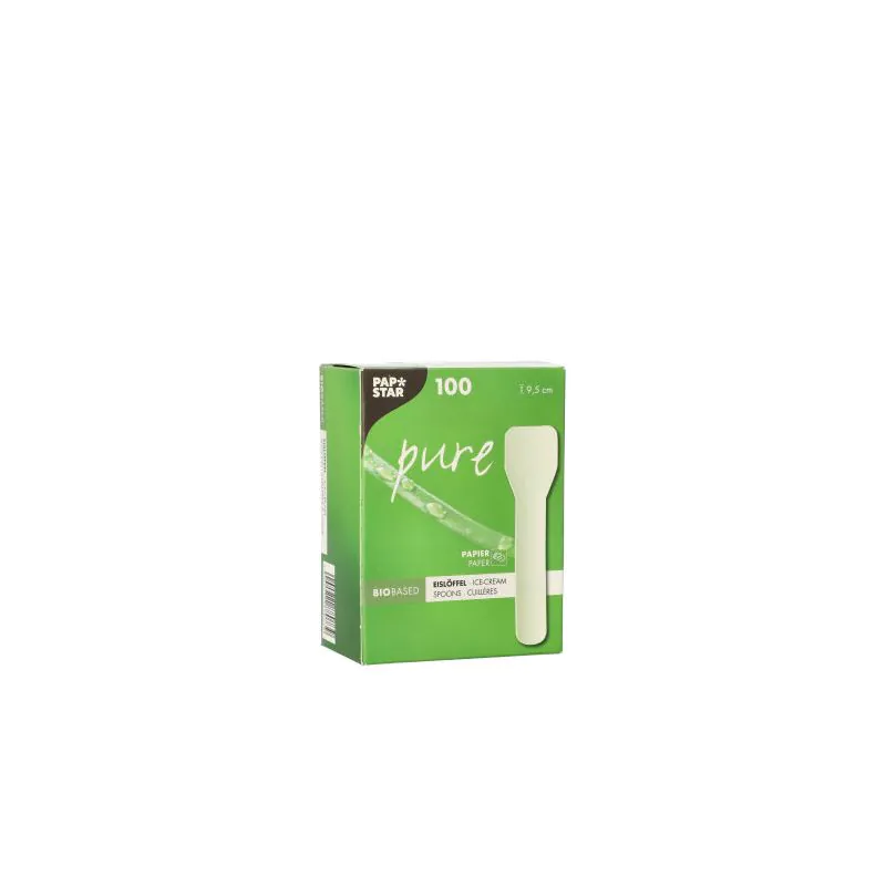 Eislöffel aus Papier "pure" 9,5 cm weiss - Bild 2
