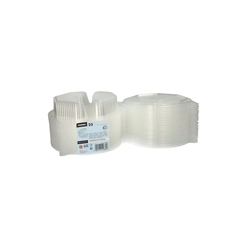 Menüboxen mit Klappdeckeln 900 ml, PP 2-geteilt 21,5 x 21,5 cm transparent 8-eckig - Bild 2