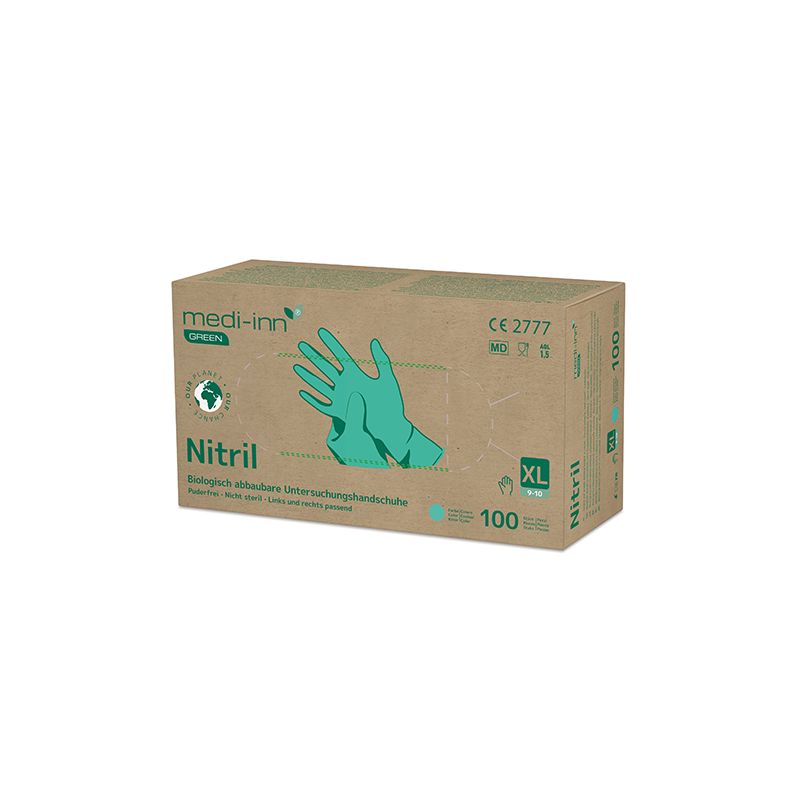 Nitril-Handschuhe, puderfrei grün Größe XL, biologisch abbaubar - Bild 1 Nitril-Handschuhe, puderfrei grün Größe XL, biologisch abbaubar - Bild 1