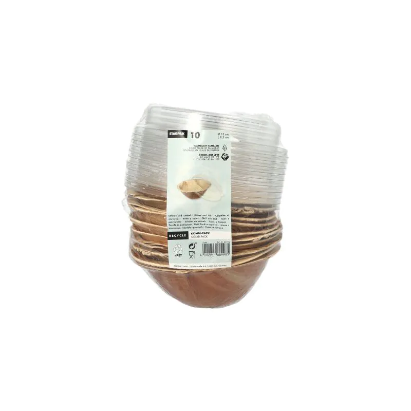 Palmblatt Schale, mit transparentem Deckel aus rPET, Ø 15 cm · 8,3 cm - Bild 2