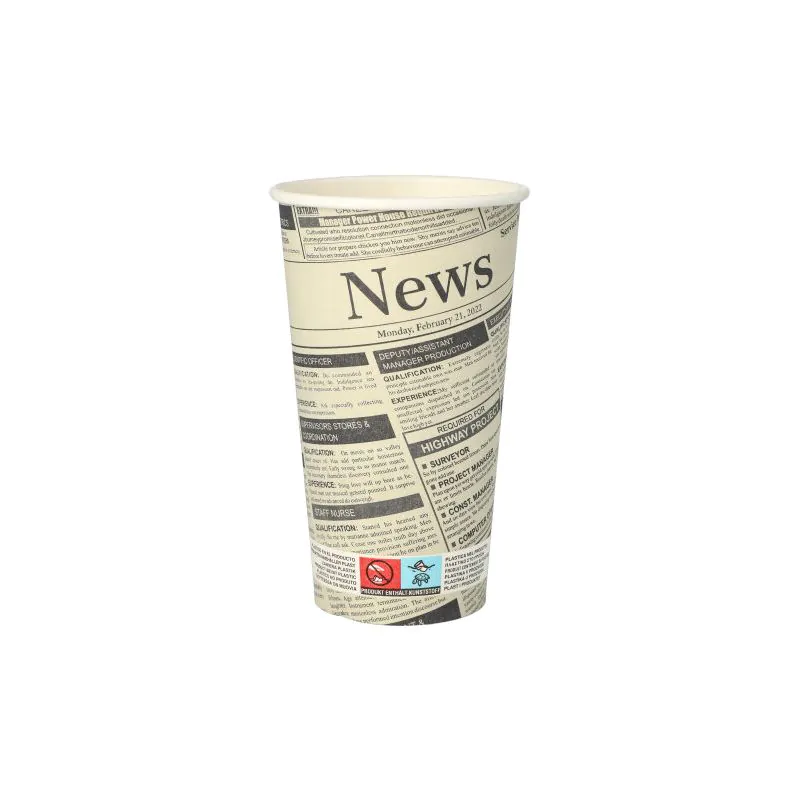 Pappbecher "To Go", 0,5 l weiss "Newsprint" - Bild 1 Pappbecher "To Go", 0,5 l weiss "Newsprint" - Bild 1