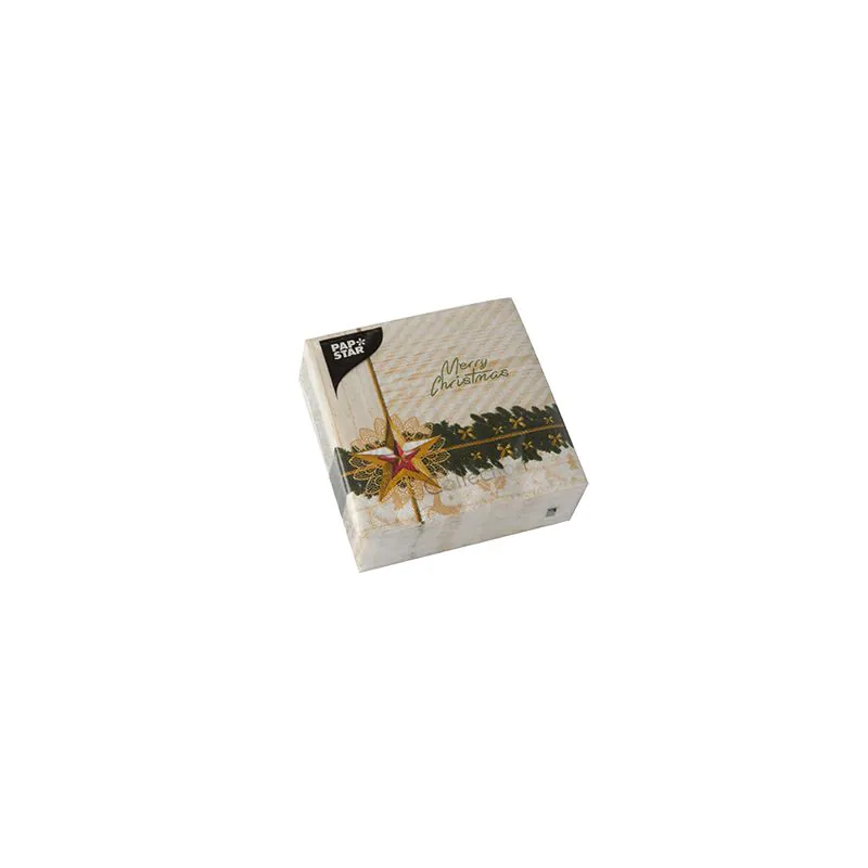 Servietten, 3-lagig 1/4-Falz 25 x 25 cm "Golden Star" - Bild 2