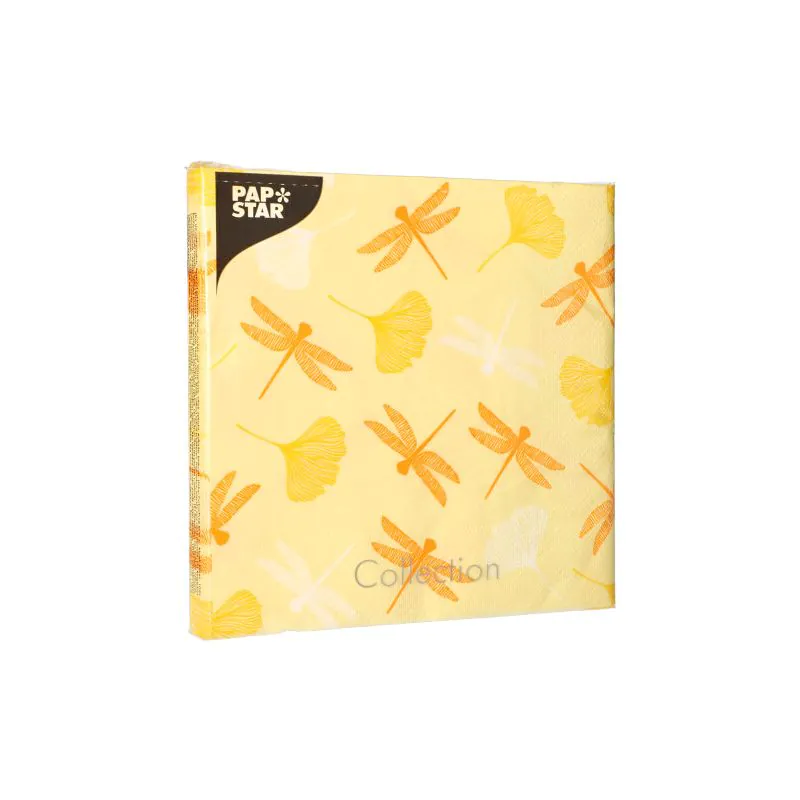 Servietten, 3-lagig 1/4-Falz 40 x 40 cm gelb "Ginko" - Bild 2