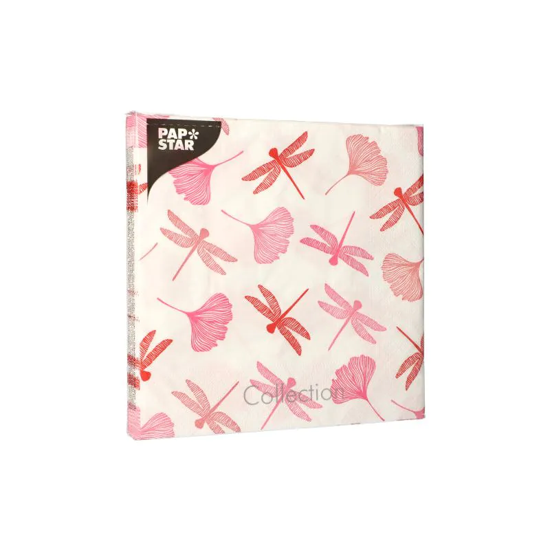 Servietten, 3-lagig 1/4-Falz 40 x 40 cm rose "Ginko" - Bild 2
