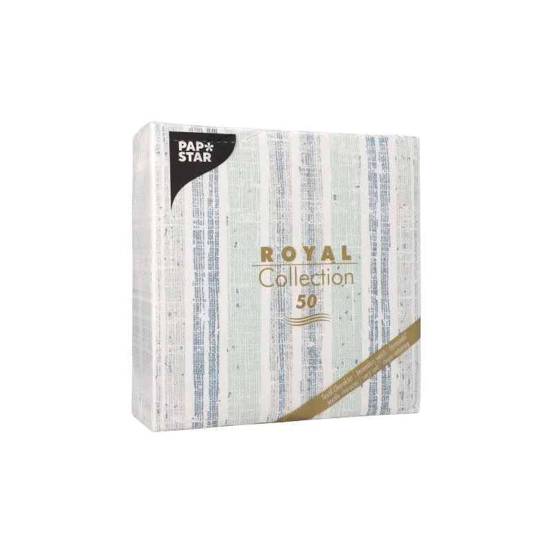 Servietten "ROYAL Collection" 1/4-Falz 40 x 40 cm dunkelblau "Stripes" - Bild 3