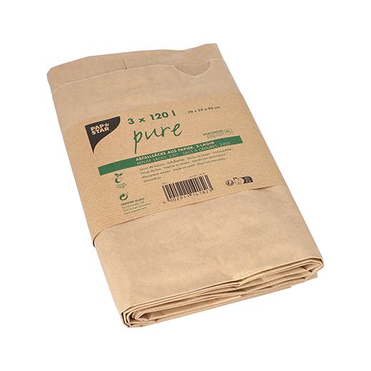 Abfallsäcke aus Papier "pure" 120 l 95 cm x 70 cm x 25 cm rjava , 2-slojne 1
