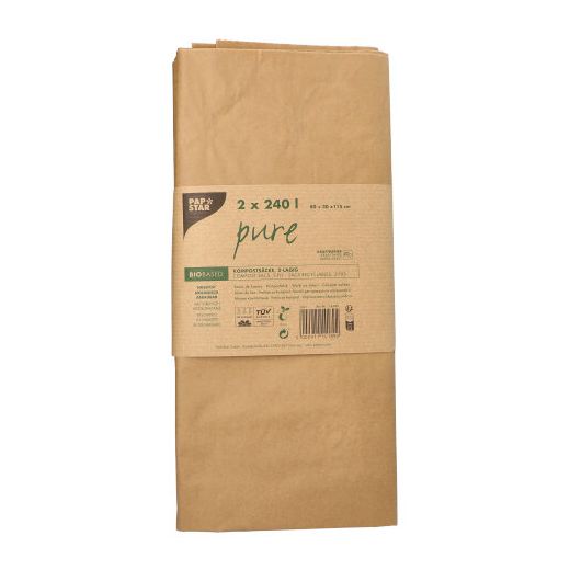 Vreče za kompost, 2-slojna kraft papir "pure" 240 l 115 cm x 80 cm x 30 cm rjava , 2-slojne 1