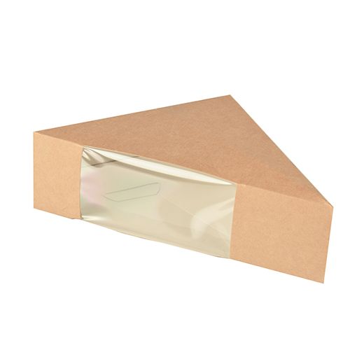 Škatle za sendviče, karton z okencem iz PLA 12,3 cm x 12,3 cm x 5,2 cm rjava 1