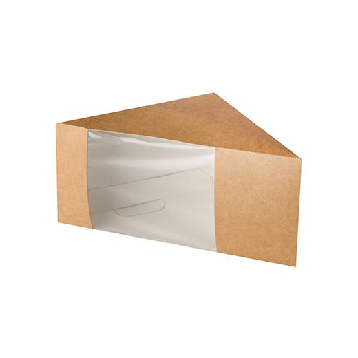Škatle za sendviče, karton z okencem iz PLA 12,3 cm x 12,3 cm x 8,2 cm rjava 1