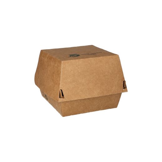 Škatla za burger; material iz svežega kartona 7,8 cm x 9 cm x 9 cm rjava "100% Fair" 1