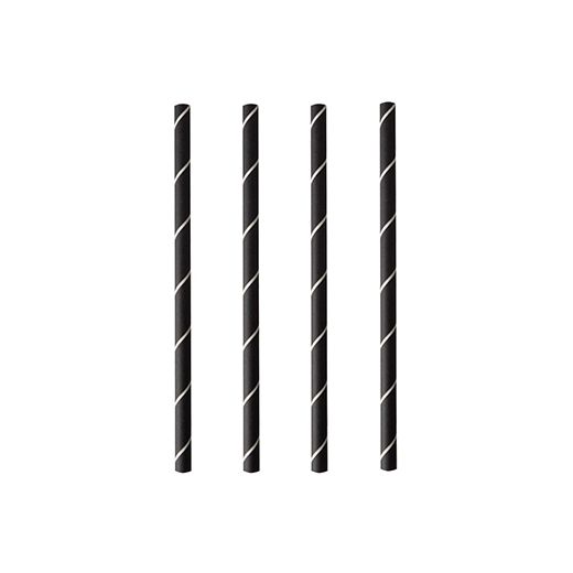 Cocktail slamice, papir Ø 7 mm · 15 cm črna/bela "Stripes" 1
