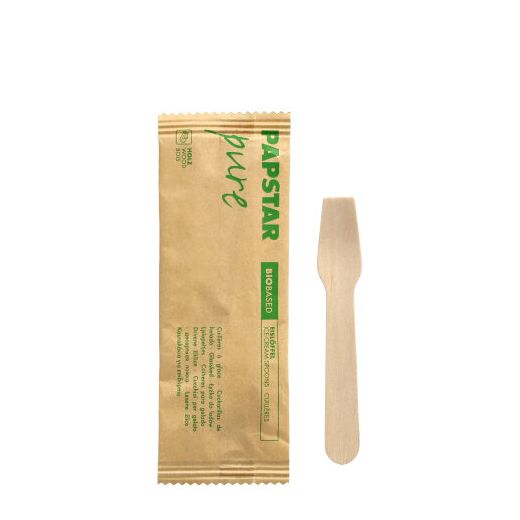 Žlice za sladoled, les "pure" 9,4 cm posamično pakiranje v papirnati vrečki 1