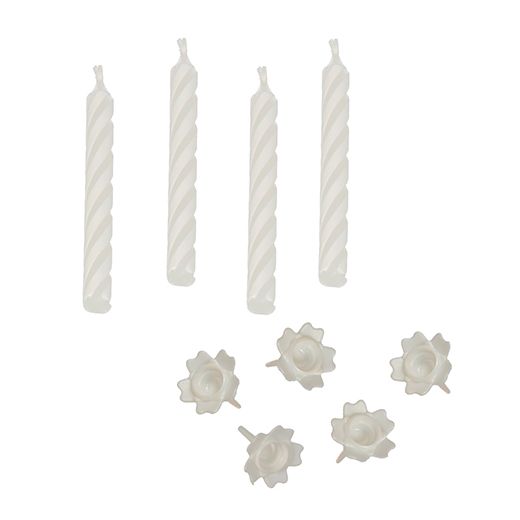 Rojstnodnevne sveče s podstavki 6 cm bela 1