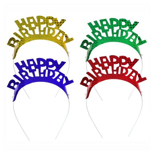 Tiara sortirane barve "Happy Birthday" metalik" 1
