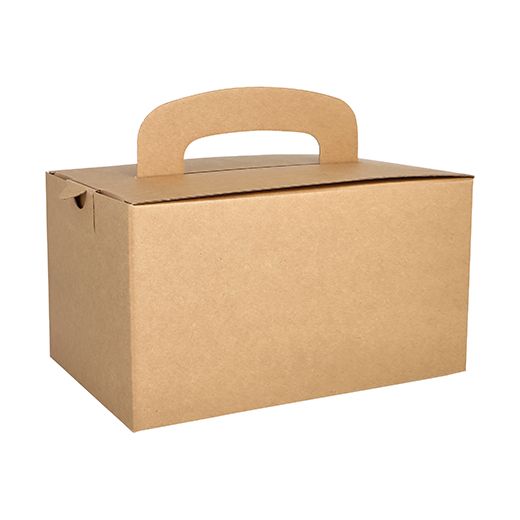 Lunch box, papir "pure" kvadratna 12,5 cm x 15,5 cm x 22,5 cm rjava z ročajem 1