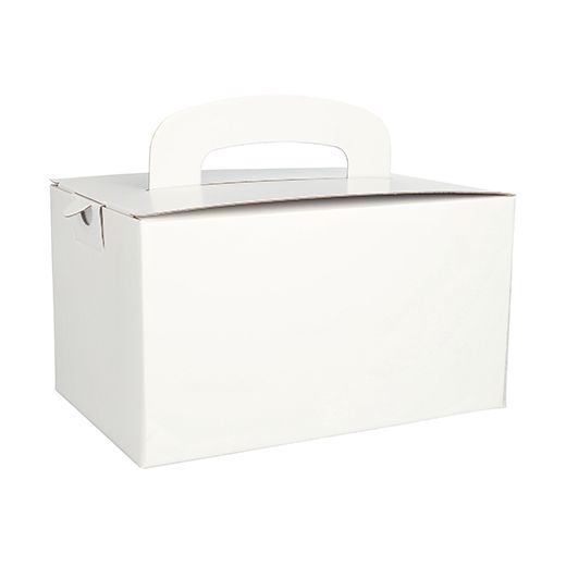Lunch box, papir "pure" kvadratna 12,5 cm x 15,5 cm x 22,5 cm bela z ročajem 1