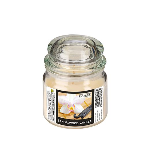 "Flavour by GALA" Dišeča sveča v kozarcu, MAXI Ø 90 mm · 120 mm ivory - Sandalwood-Vanilla 1