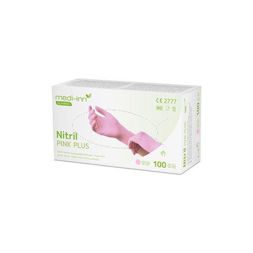 "Medi-Inn® Classic" Nitril rokavice, brez pudra roza "Nitril Pink Plus" velikost S 1