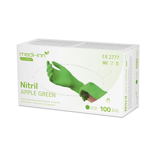 "Medi-Inn® Classic" Nitril rokavice, brez pudra zeleno jabolko "Nitril Apple Green" velikost L 1