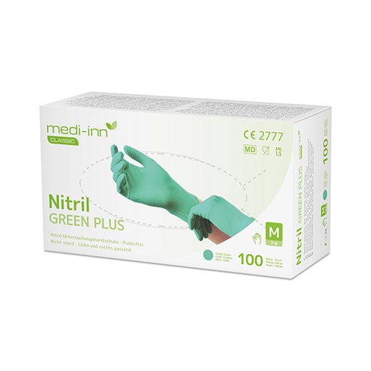 "Medi-Inn® Classic" Nitril rokavice, brez pudra "Green Plus" zelena velikost M 1