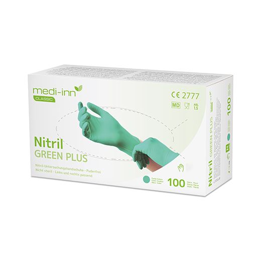 "Medi-Inn® Classic" Nitril rokavice, brez pudra "Green Plus" zelena Größe XS 1