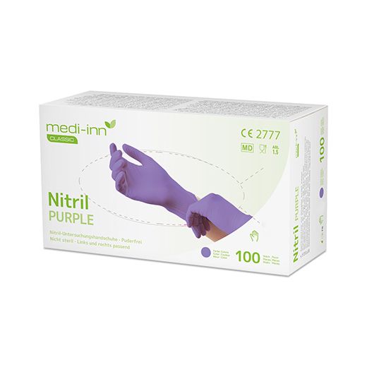 "Medi-Inn® Classic" Nitril rokavice, brez pudra vijolična "Nitril Purple" velikost L 1