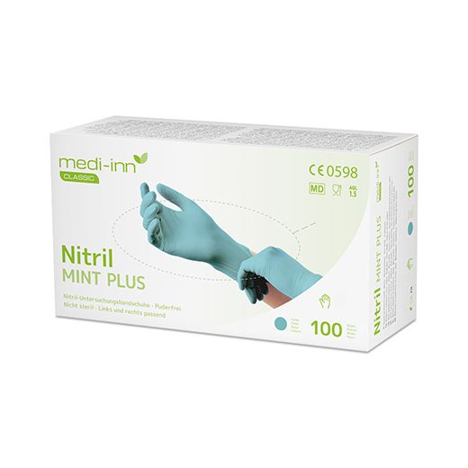 "Medi-Inn® Classic" Nitril rokavice, brez pudra mint "Nitril Mint Plus" velikost L 1