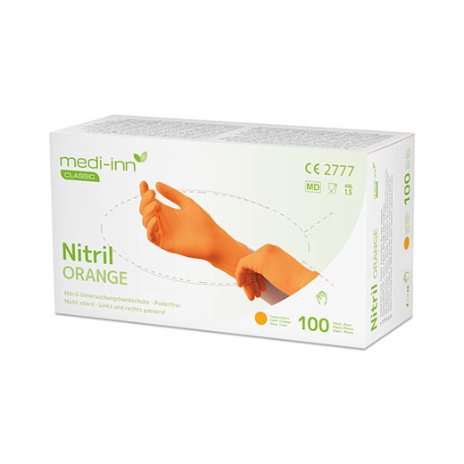 "Medi-Inn® Classic" Nitril rokavice, brez pudra oranžna "Nitril Orange" velikost L 1