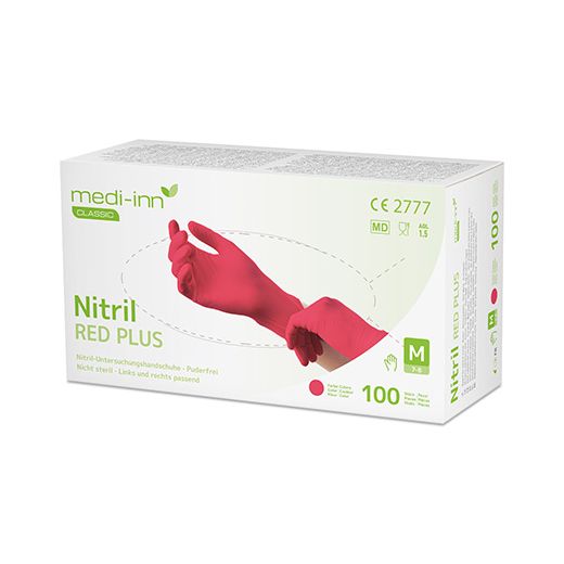 "Medi-Inn® Classic" Nitril rokavice, brez pudra rdeča "Nitril Red Plus" velikost L 1