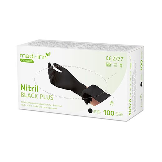 "Medi-Inn® Classic" Nitril rokavice, brez pudra "Black Plus" črna velikost L 1