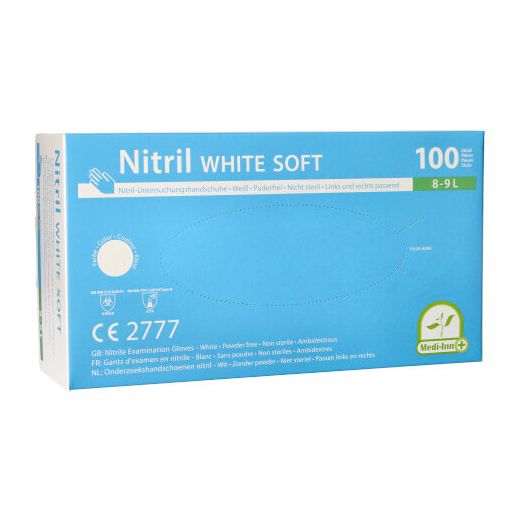 "Medi-Inn®" Nitril rokavice, brez pudra "White Soft" bela velikost L 1