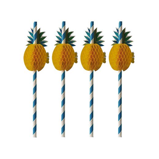 Slamice iz papirja Ø 6 mm · 20 cm modra/bela "Pineapple" 1