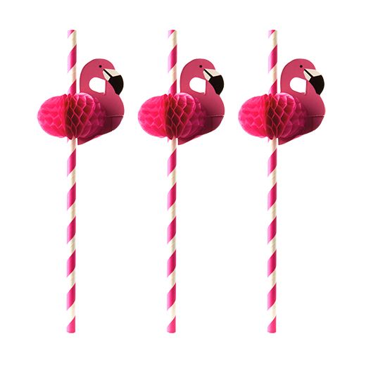 Slamice iz papirja Ø 6 mm · 20 cm roza "Flamingo" 1