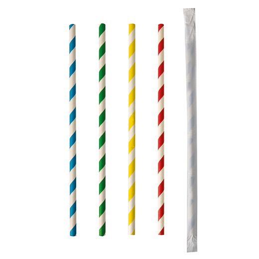 Slamice iz papirja Ø 6 mm · 20 cm sortirane barve "Stripes" posamično pakiranje 1