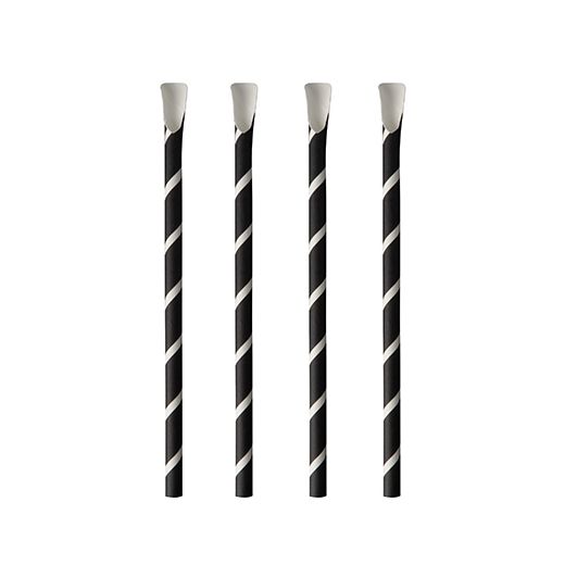Slamice z žličko, papir Ø 8 mm · 20 cm črna/bela "Stripes" 1
