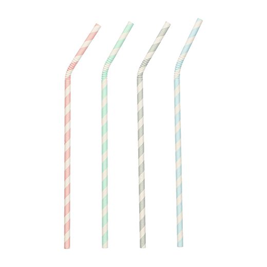 Slamice iz papirja Ø 6 mm · 22 cm sortirane barve "Stripes" fleksibilne 1
