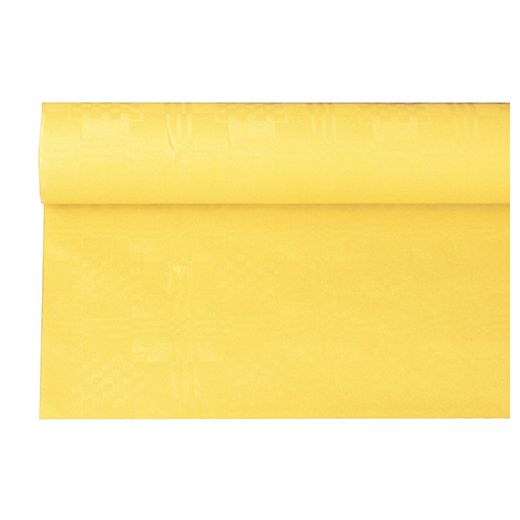 Namizni prt, papir, damast izgled 6 m x 1,2 m rumena 1