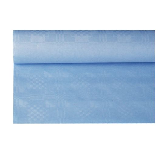Namizni prt, papir, damast izgled 8 m x 1,2 m svetlo modra 1
