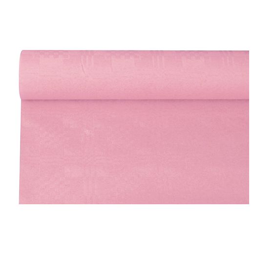Namizni prt, papir, damast izgled 6 m x 1,2 m svetlo roza 1