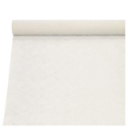 Namizni prt, papir, damast izgled 10 m x 1 m bela 1