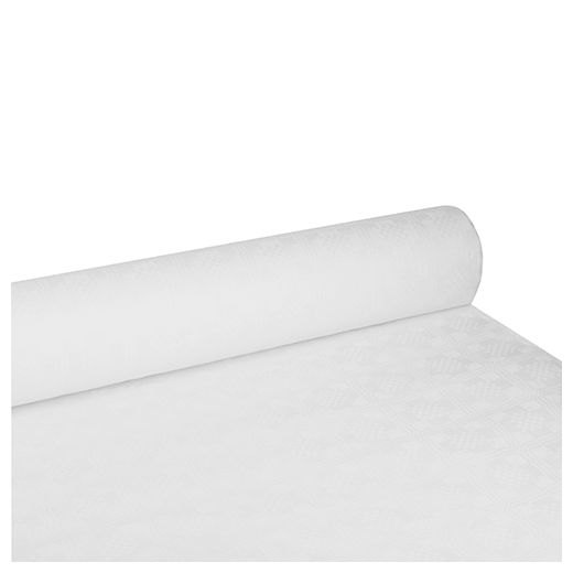 Namizni prt, papir, damast izgled 100 m x 1,2 m bela 1