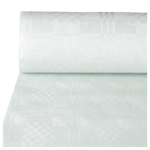 Namizni prt, papir, damast izgled 100 m x 1 m bela 1