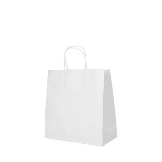 Nosilne vrečke, papir 25 cm x 26 cm x 17 cm bela z zavitim ročajem 1