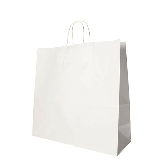 Nosilne vrečke, papir 35 cm x 35 cm x 14 cm bela z zavitim ročajem 1