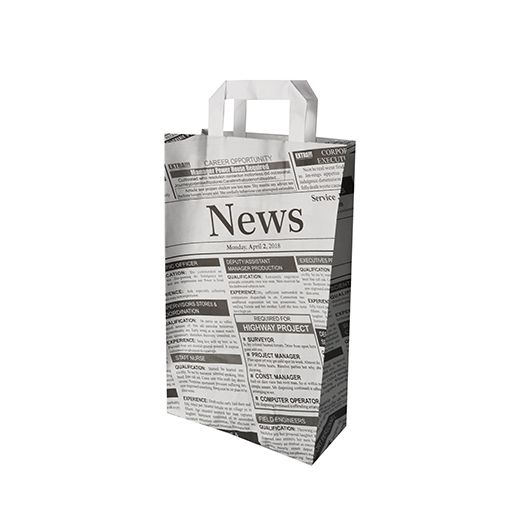 Nosilne vrečke, papir 36 cm x 22 cm x 10 cm "Newsprint" z ročajem 1
