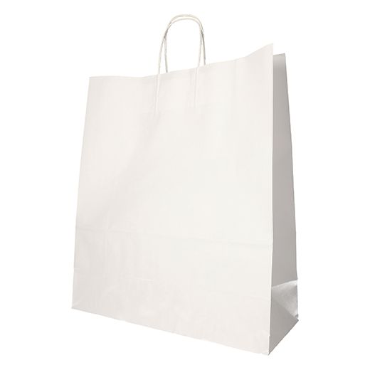 Nosilne vrečke, papir 41 cm x 35 cm x 14 cm bela z zavitim ročajem 1