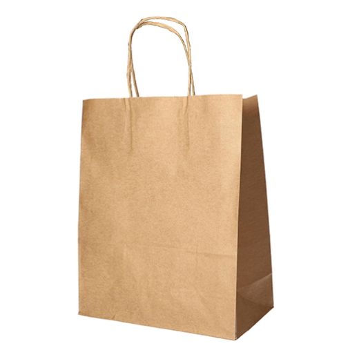 Nosilne vrečke, papir 44 cm x 32 cm x 17 cm rjava z zavitim ročajem 1