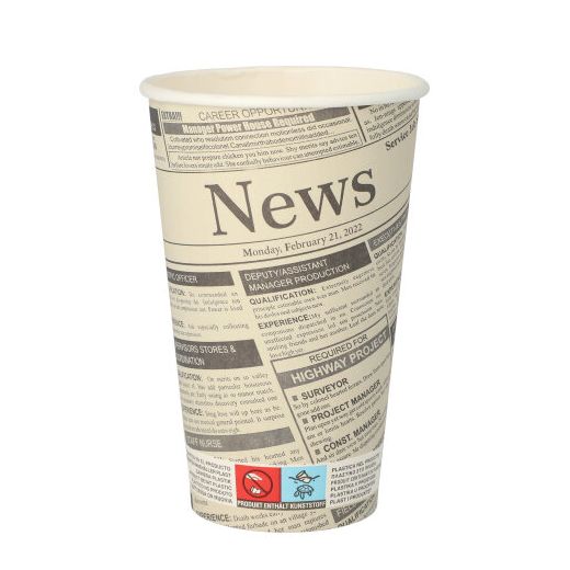 Papirnati lončki "To Go" 0,4 l Ø 9 cm · 13,9 cm bela "Newsprint" 1