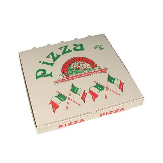 Pizza škatle, 100% celuloza kvadratna 33 cm x 33 cm x 4 cm "italijanska zastava" 1
